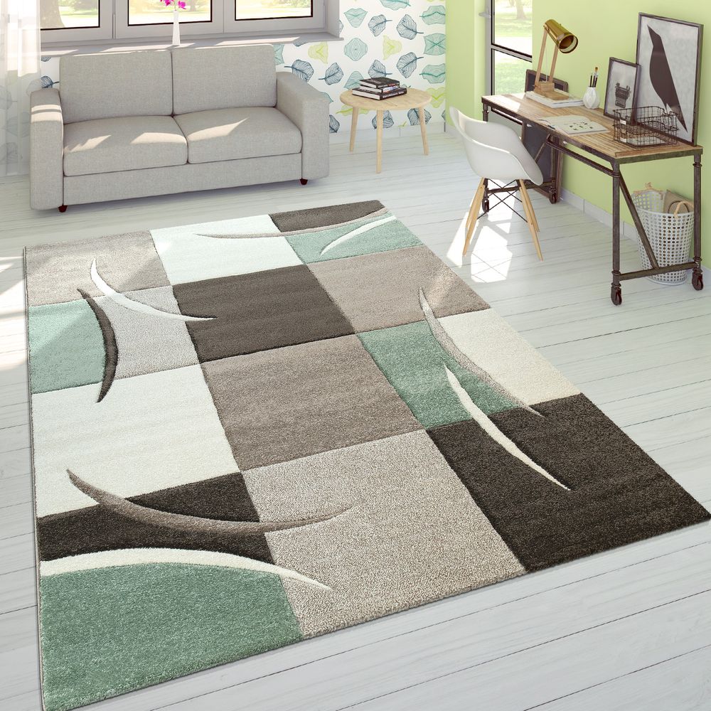 Design-Teppich Karo-Muster Pastelltöne | TeppichCenter24