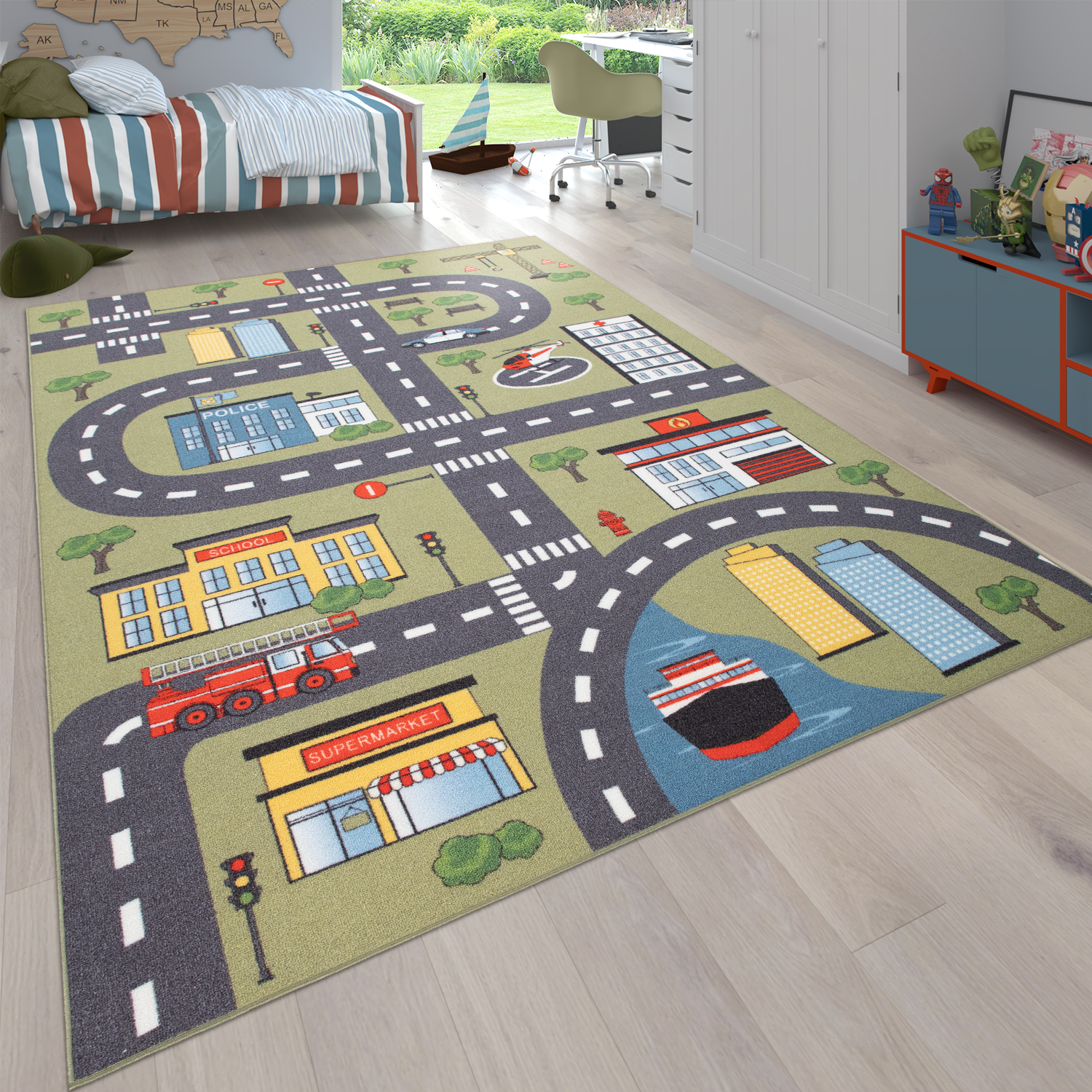 rgshop  Kinderteppich Spielteppich Straßenteppich Kinderzimmer Auto Cars -  160 x 220 cm
